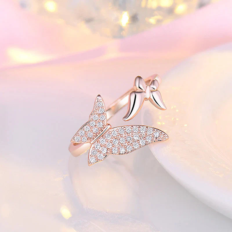 American Diamond Studded Butterfly Shape Contemporary Finger Ring