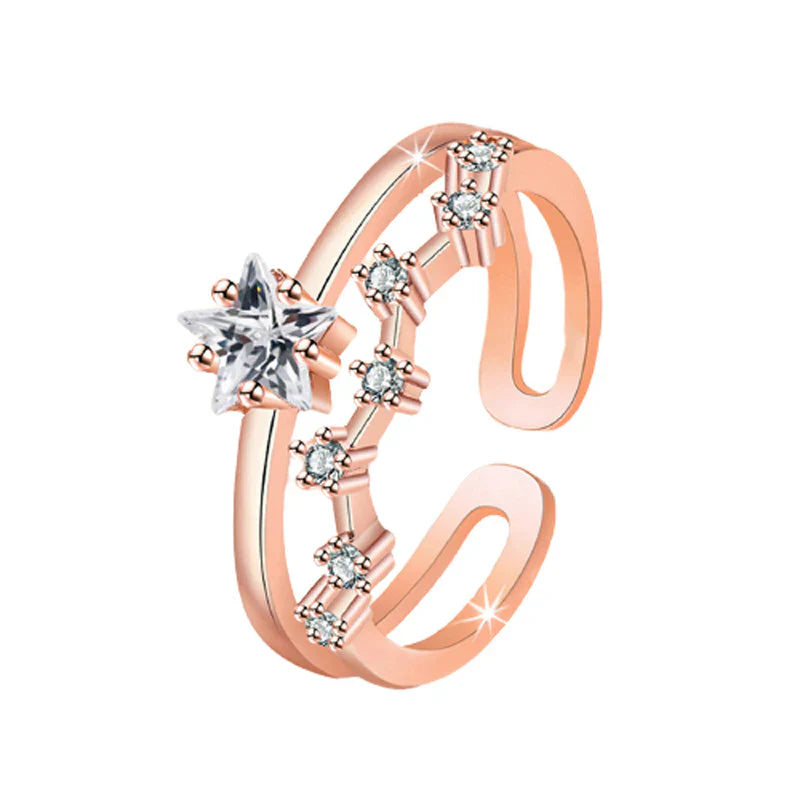 American Diamond Studded Star Shape Contemporary Korean Finger Ring