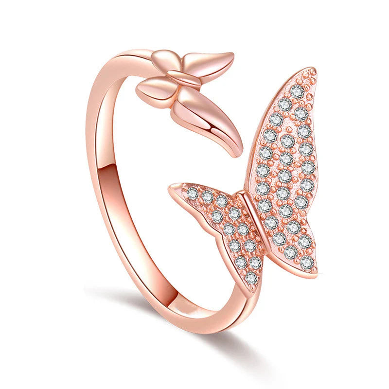 American Diamond Studded Butterfly Shape Contemporary Finger Ring