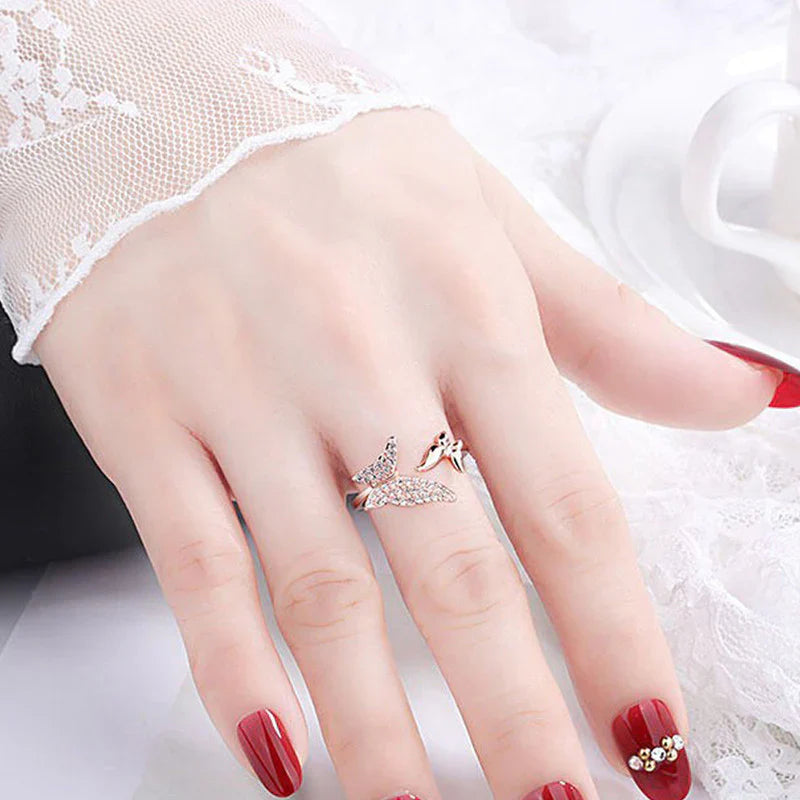 American Diamond Studded Butterfly Shape Contemporary Finger Ring