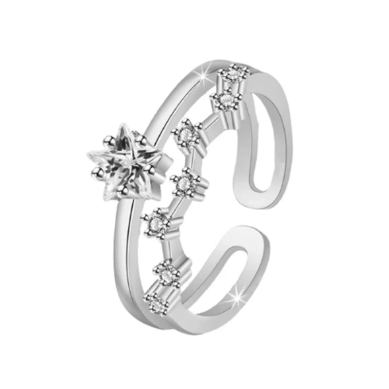 American Diamond Studded Star Shape Contemporary Korean Finger Ring