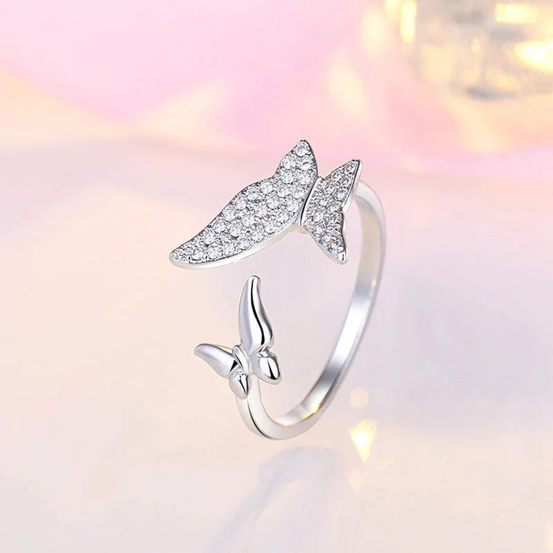American Diamond Studded Butterfly Shape Contemporary Finger Ring
