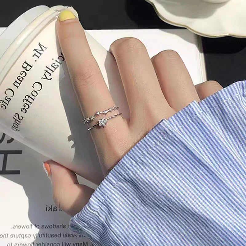 American Diamond Studded Star Shape Contemporary Korean Finger Ring