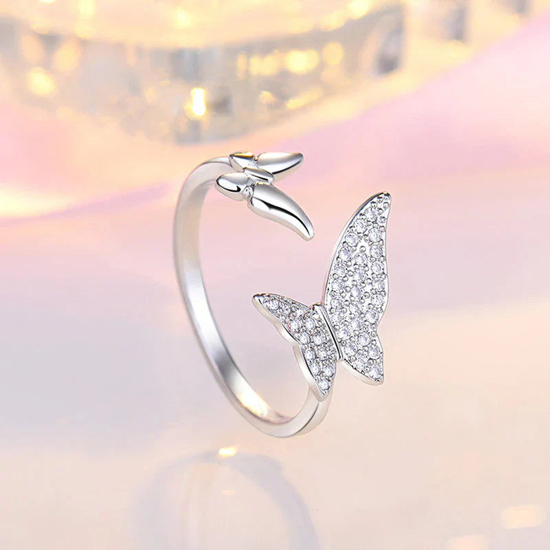 American Diamond Studded Butterfly Shape Contemporary Finger Ring