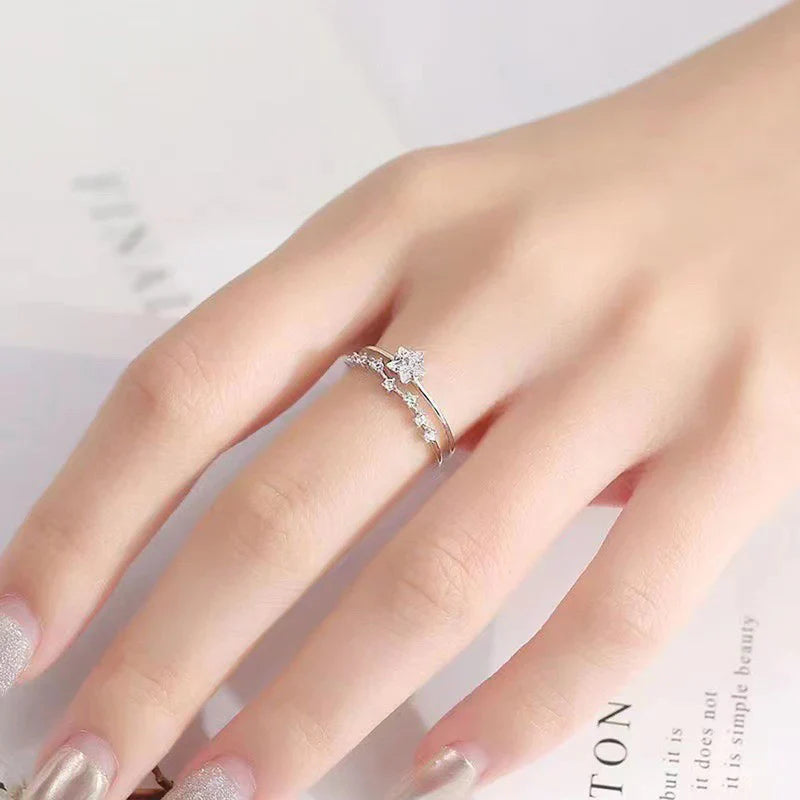 American Diamond Studded Star Shape Contemporary Korean Finger Ring