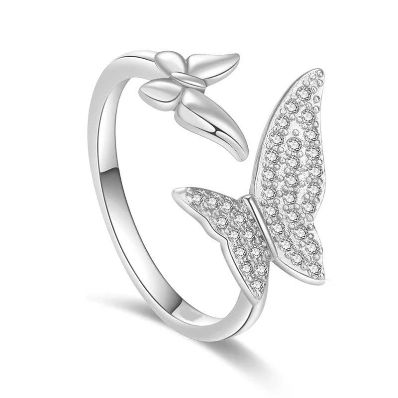 American Diamond Studded Butterfly Shape Contemporary Finger Ring