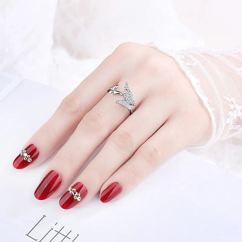 American Diamond Studded Butterfly Shape Contemporary Finger Ring