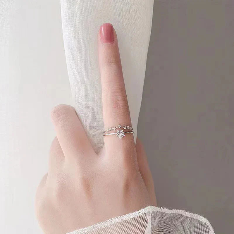 American Diamond Studded Star Shape Contemporary Korean Finger Ring