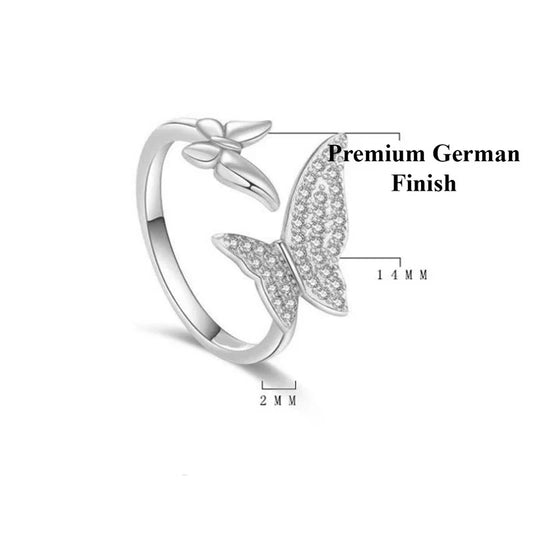 American Diamond Studded Butterfly Shape Contemporary Finger Ring