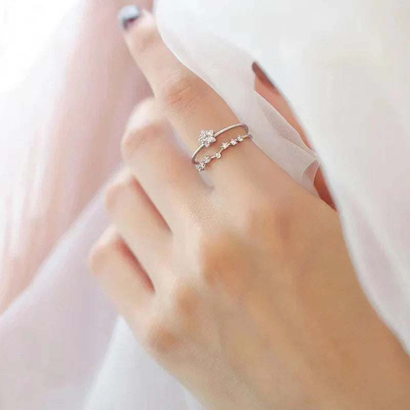 American Diamond Studded Star Shape Contemporary Korean Finger Ring