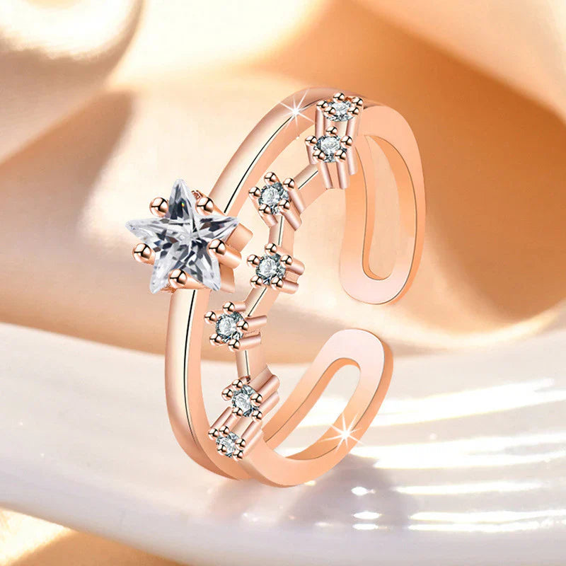 American Diamond Studded Star Shape Contemporary Korean Finger Ring