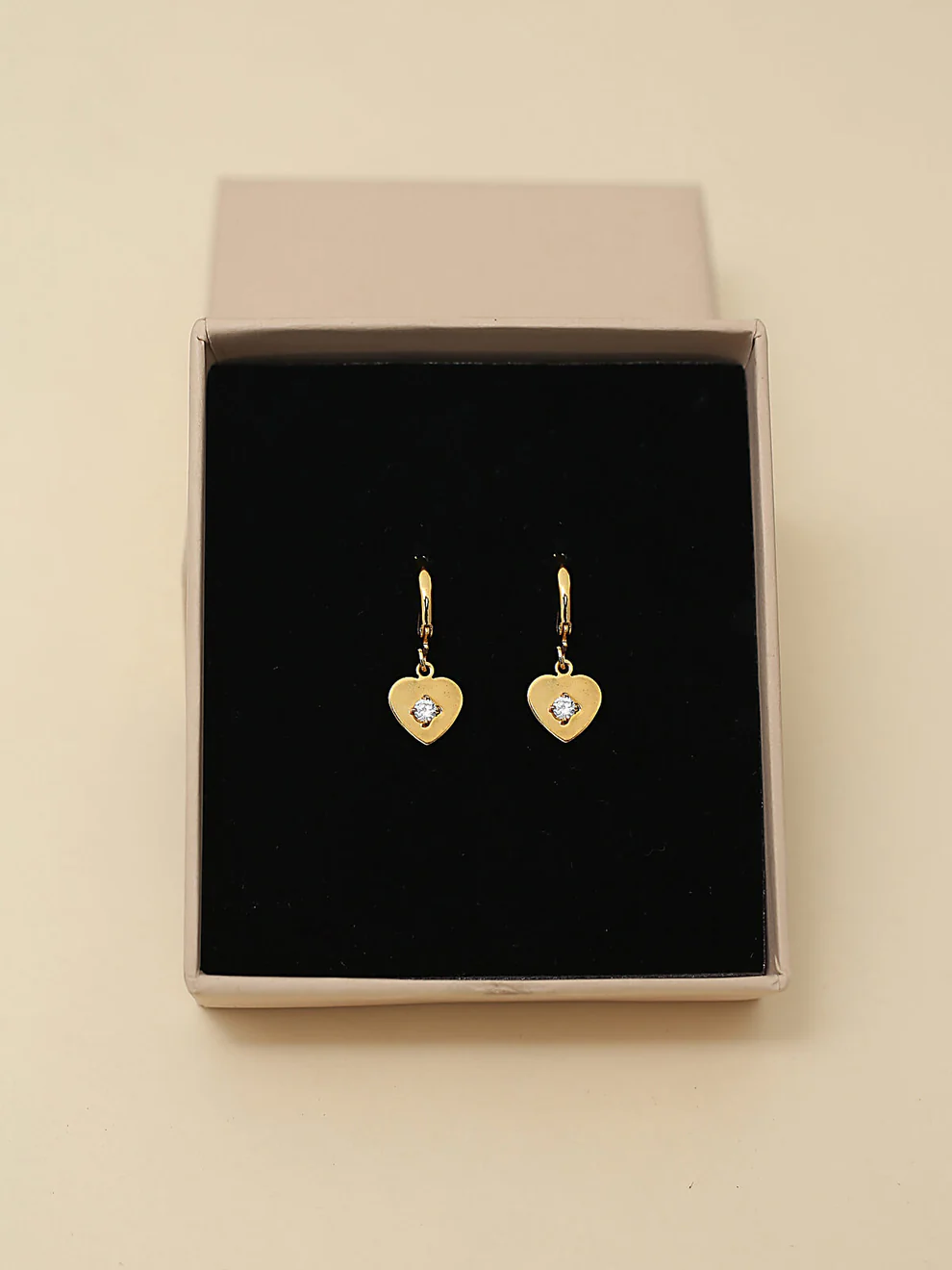 Gold Plated Heart Theme Keily Earrings with Crystal