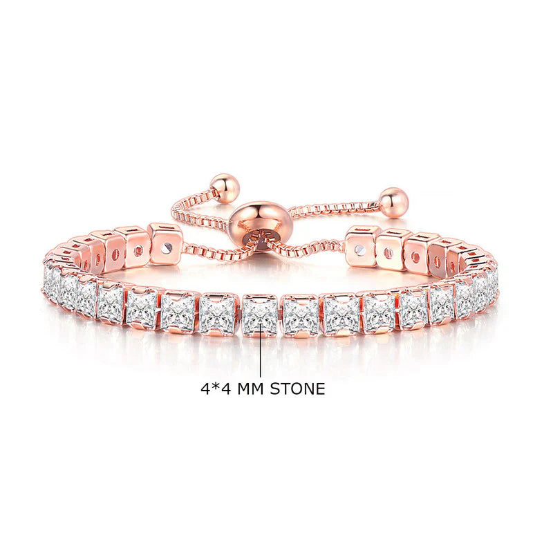 Square Cut Cubic Zirconia White Matrix Tennis Bracelet