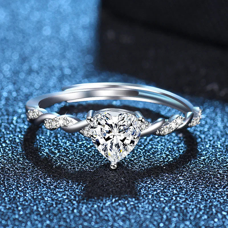 American Diamond Studded Heart Shape Contemporary Korean Finger Ring