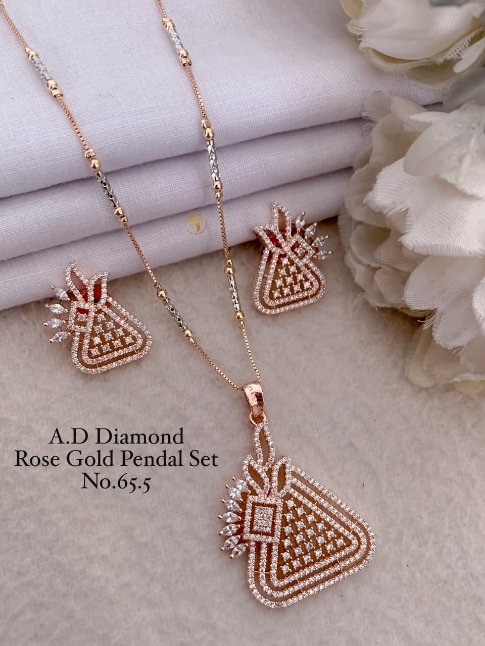 Premium Quality Imitation Jewellery AD Pendant Set ADPS032