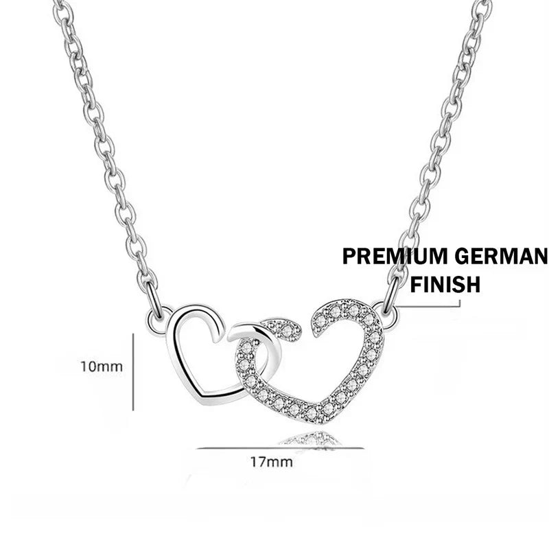 American Diamond Studded Dual Heart Contemporary Korean Pendant