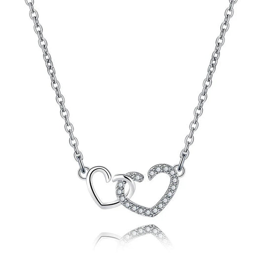 American Diamond Studded Dual Heart Contemporary Korean Pendant