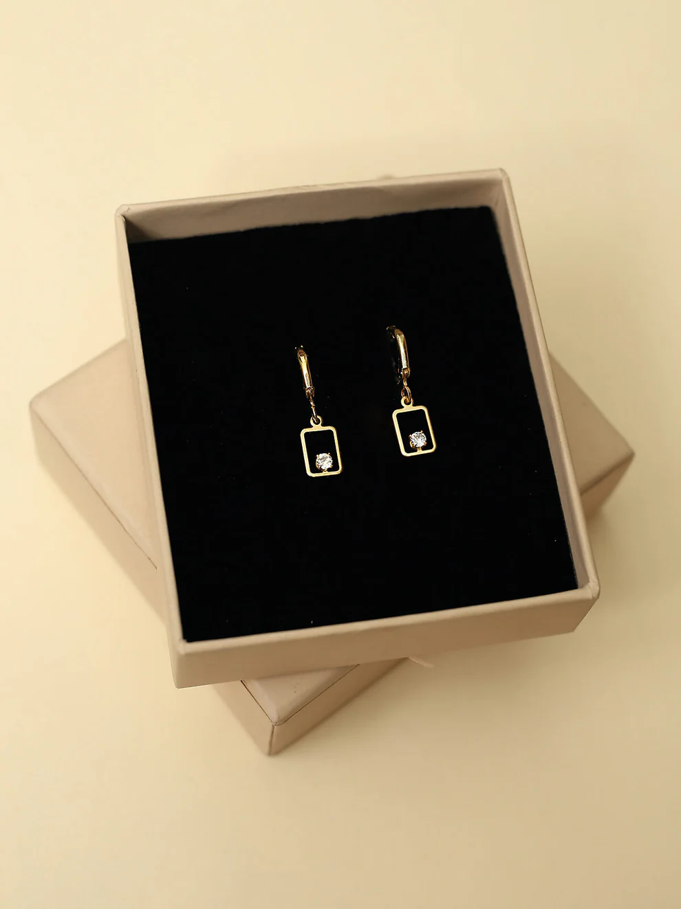 Gold Plated Rectangle Shape Aleah Earrings
