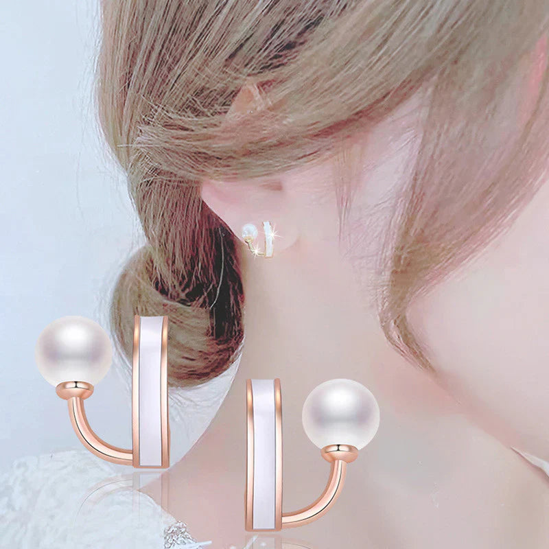 Gold Plated Freshwater Pearl Studded Retro Stud Earrings