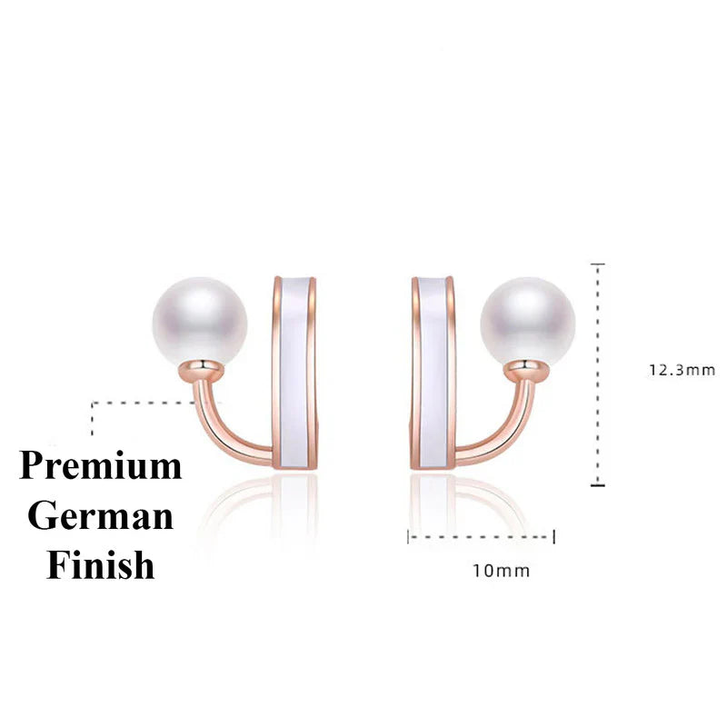 Gold Plated Freshwater Pearl Studded Retro Stud Earrings