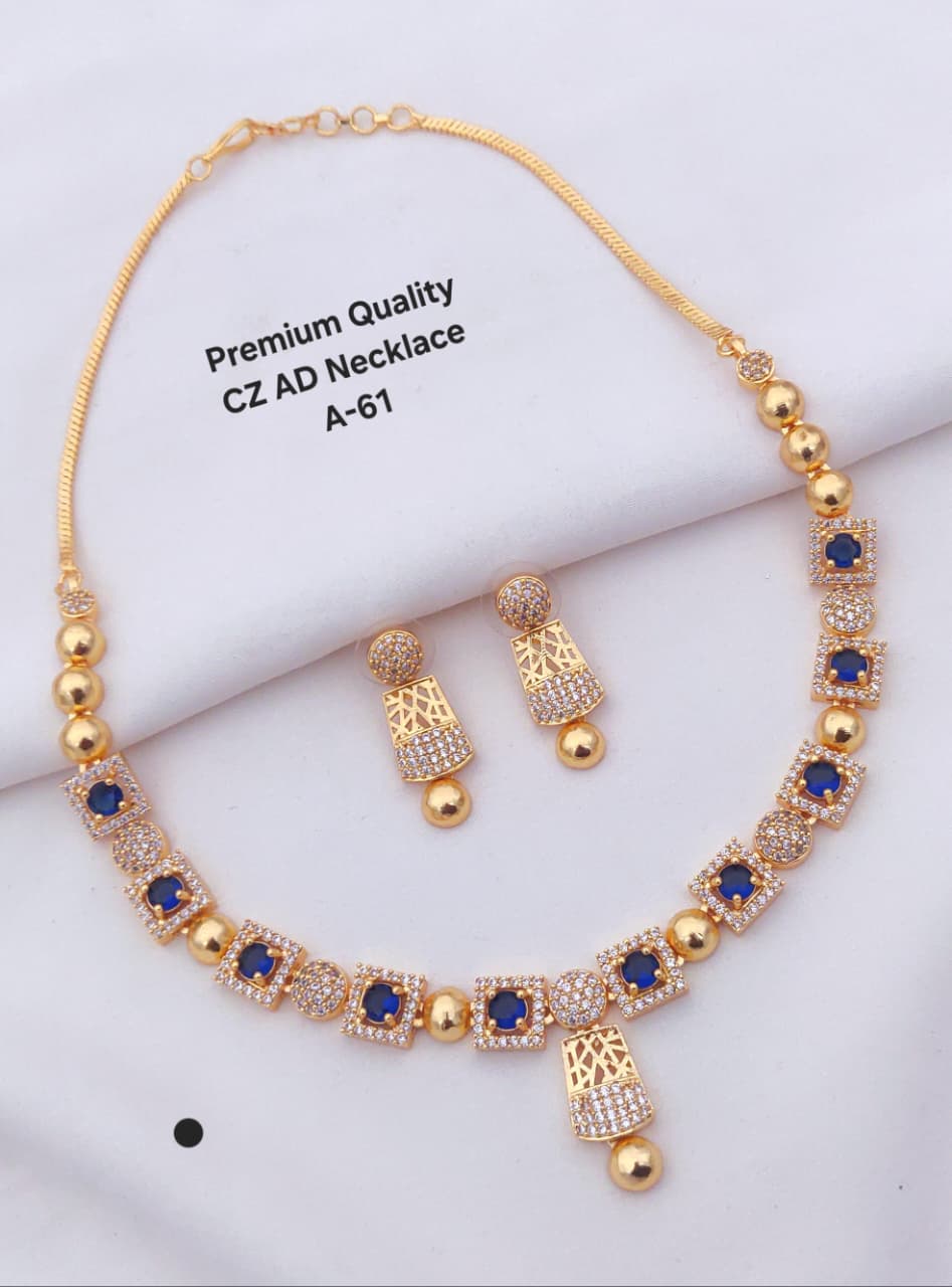 Premium Quality Imitation Jewelry CZ AD Designer Necklace Set Style002