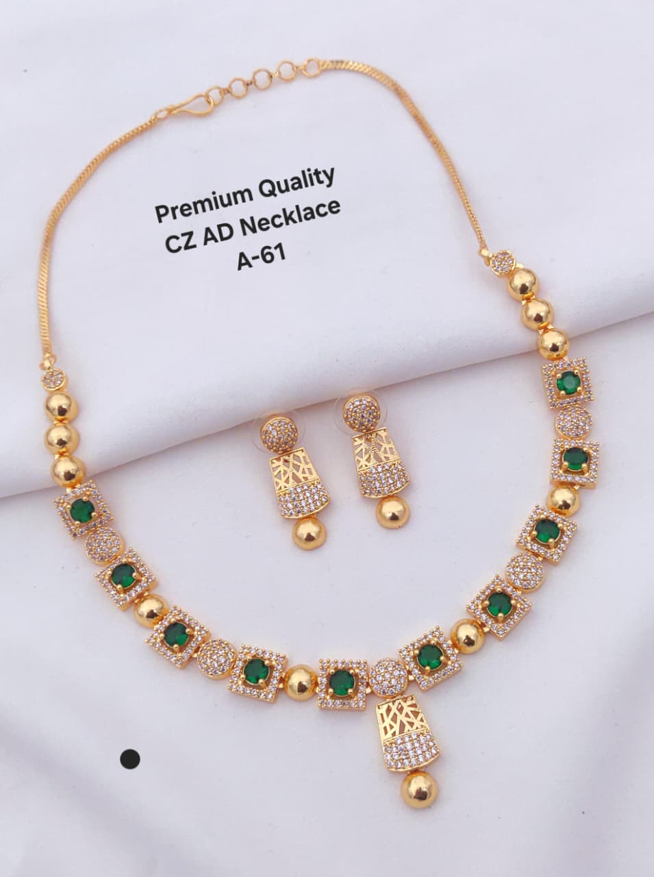 Premium Quality Imitation Jewelry CZ AD Designer Necklace Set Style002