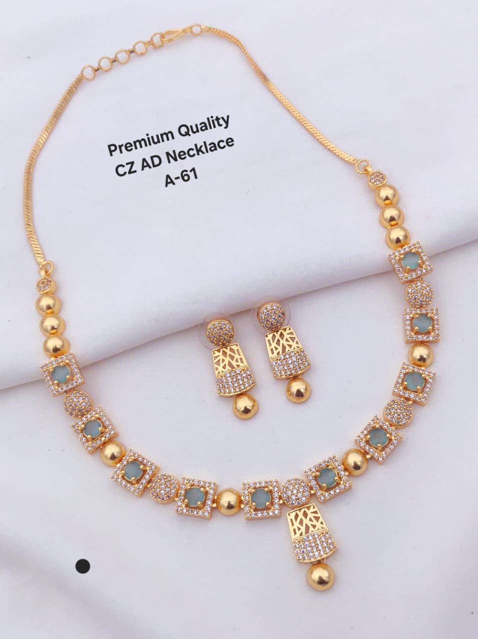 Premium Quality Imitation Jewelry CZ AD Designer Necklace Set Style002
