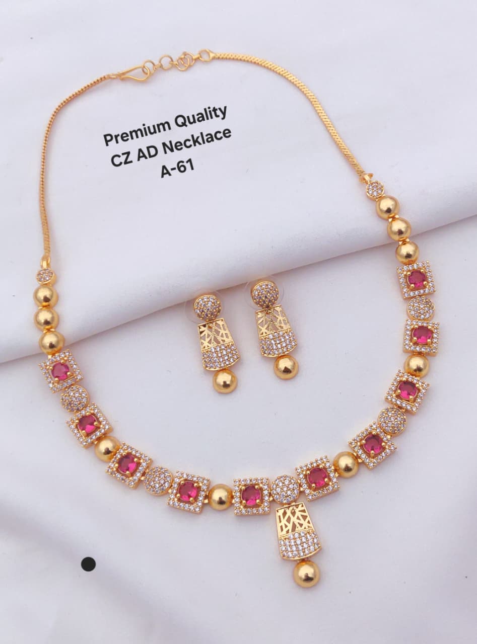 Premium Quality Imitation Jewelry CZ AD Designer Necklace Set Style002