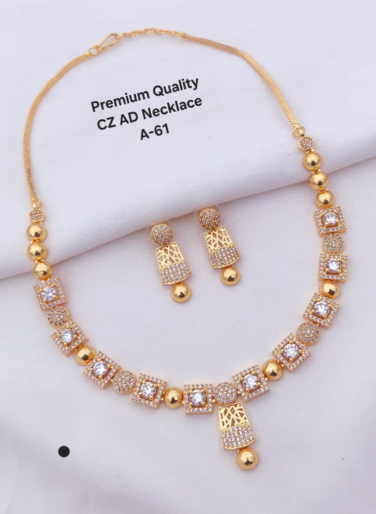 Premium Quality Imitation Jewelry CZ AD Designer Necklace Set Style002