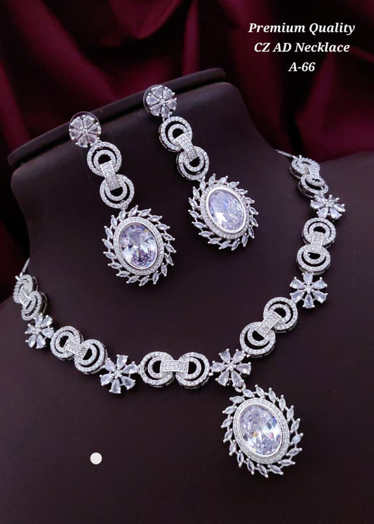 Premium Quality Imitation Jewelry CZ AD Designer Necklace Set Style001