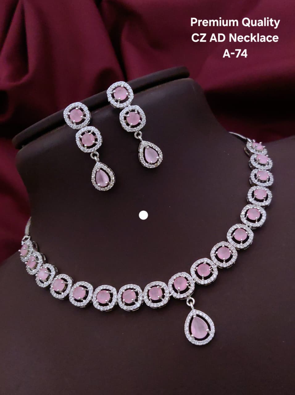 Premium Quality Imitation Jewelry CZ AD Designer Necklace Set