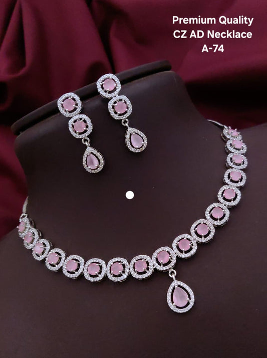 Premium Quality Imitation Jewelry CZ AD Designer Necklace Set