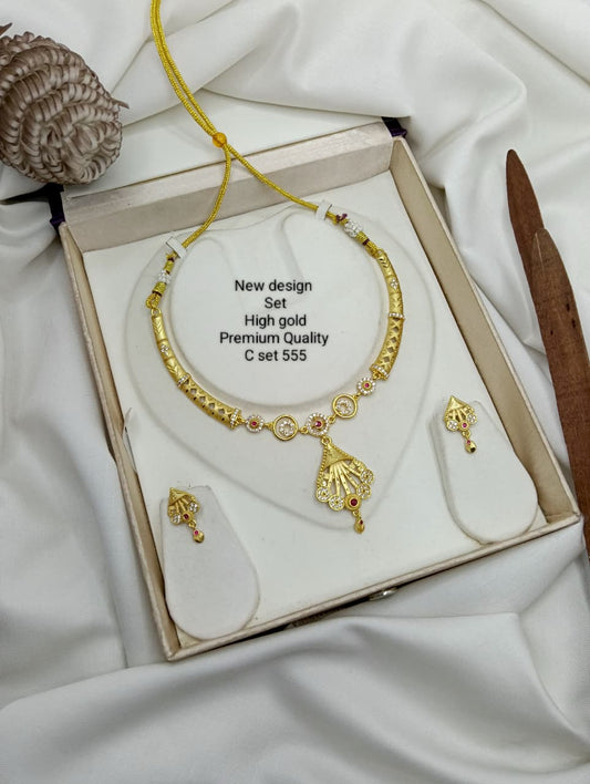 Premium Quality Gold Plated Imitation Jewelry Necklace Set Style-4
