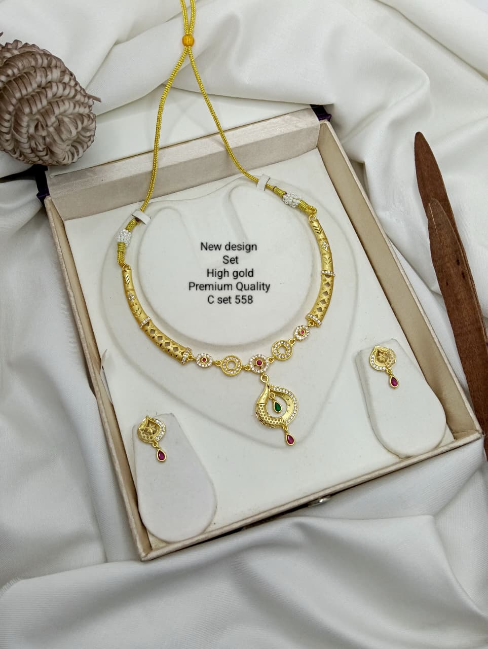 Premium Quality Gold Plated Imitation Jewelry Necklace Set Style-3