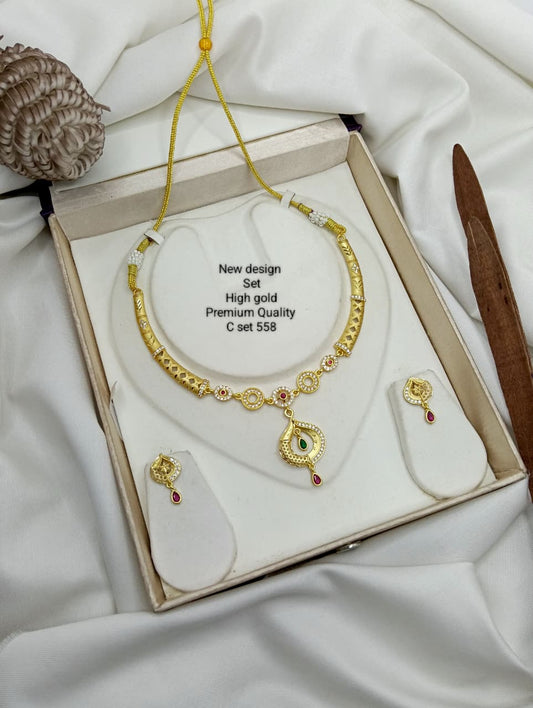 Premium Quality Gold Plated Imitation Jewelry Necklace Set Style-3