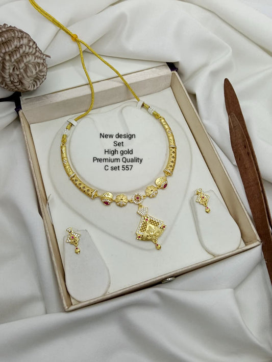 Premium Quality Gold Plated Imitation Jewelry Necklace Set Style-1