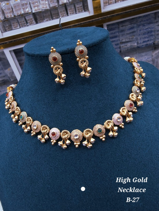 Premium Quality Imitation Jewelry Rajwadi Necklace Set  Style001