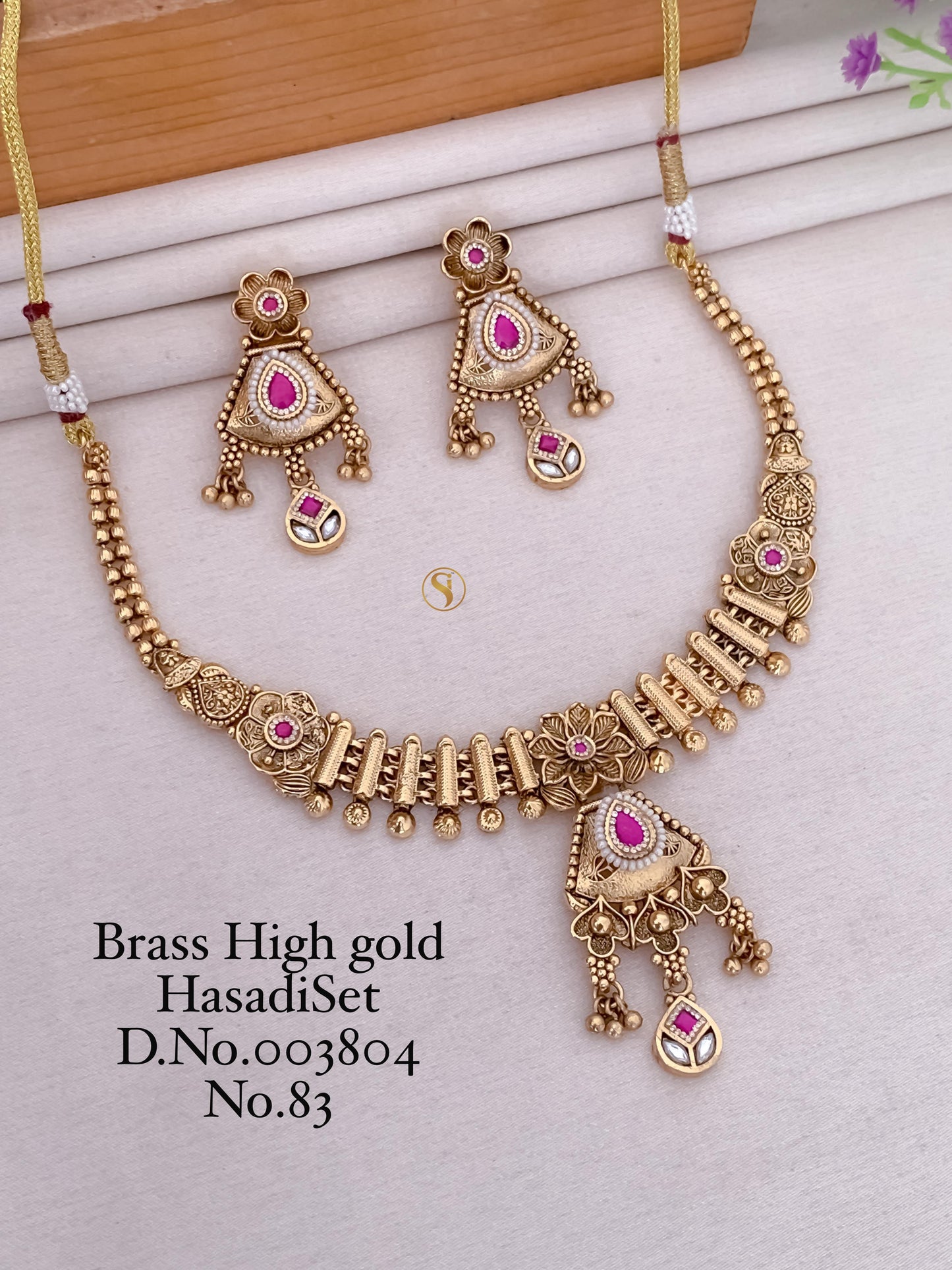 Premium Quality Gold Plated Imitation Jewelry Minakari Choker with Earrings Style013