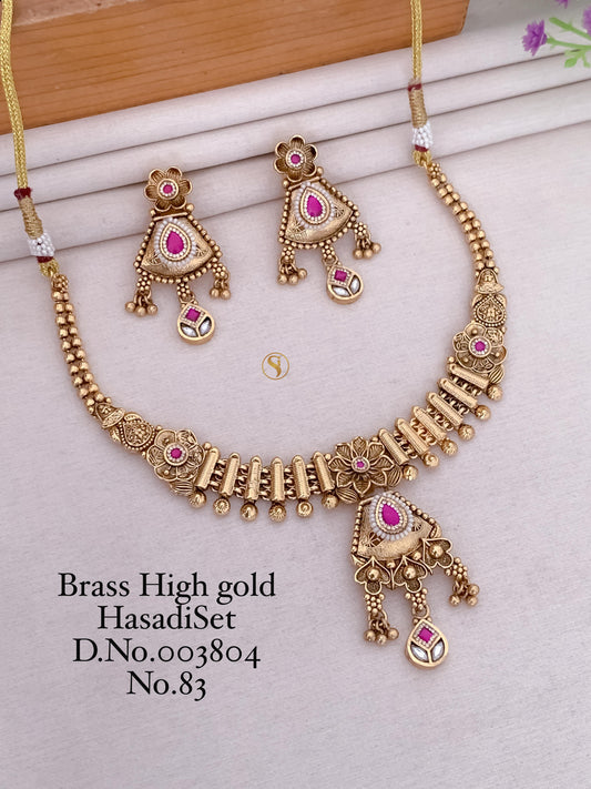 Premium Quality Gold Plated Imitation Jewelry Minakari Choker with Earrings Style013