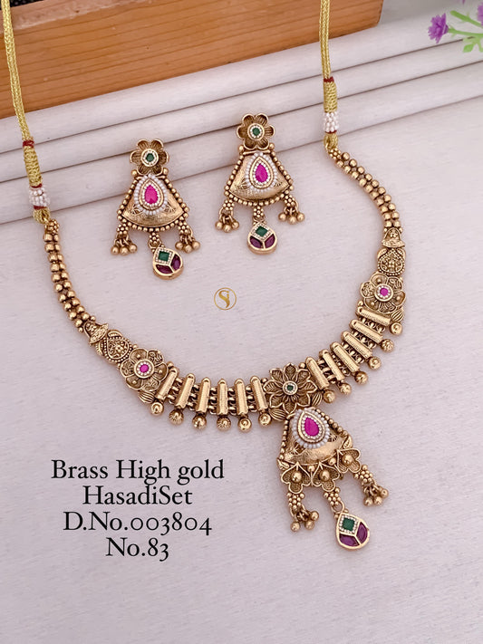 Premium Quality Gold Plated Imitation Jewelry Minakari Choker with Earrings Style011