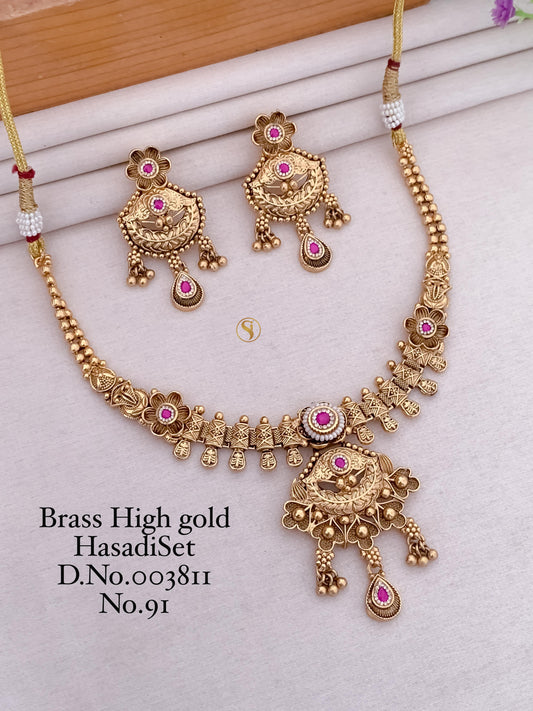 Premium Quality Gold Plated Imitation Jewelry Minakari Choker with Earrings Style010