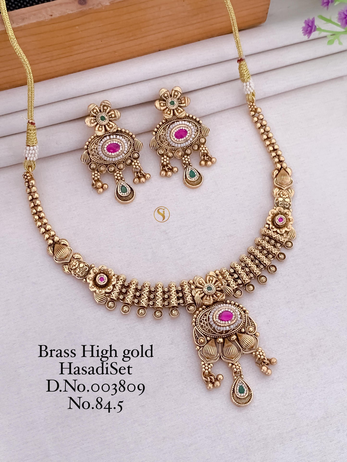 Premium Quality Gold Plated Imitation Jewelry Minakari Choker with Earrings Style009