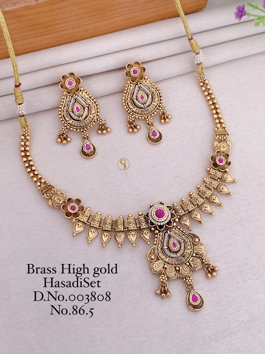 Premium Quality Gold Plated Imitation Jewelry Minakari Choker with Earrings Style005