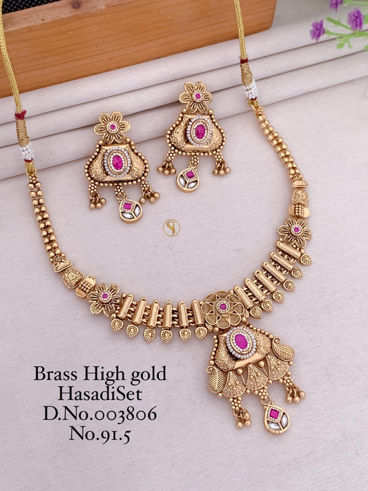 Premium Quality Gold Plated Imitation Jewelry Minakari Choker with Earrings Style002