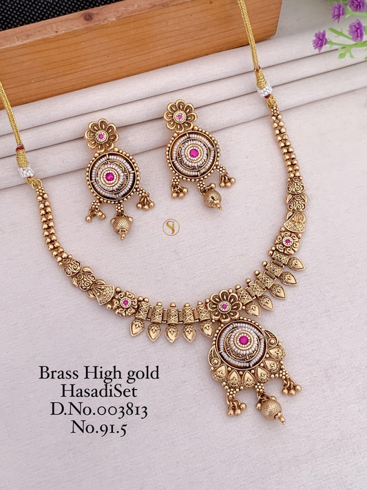 Premium Quality Gold Plated Imitation Jewelry Minakari Choker with Earrings Style001