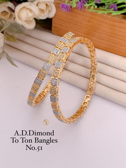 Premium Quality Gold Plated Imitation Jewelry CZ AD Designer Bangle Style001
