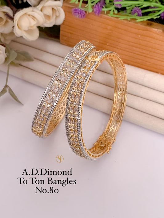 Premium Quality Gold Plated Imitation Jewelry CZ AD Designer Bangle Style002