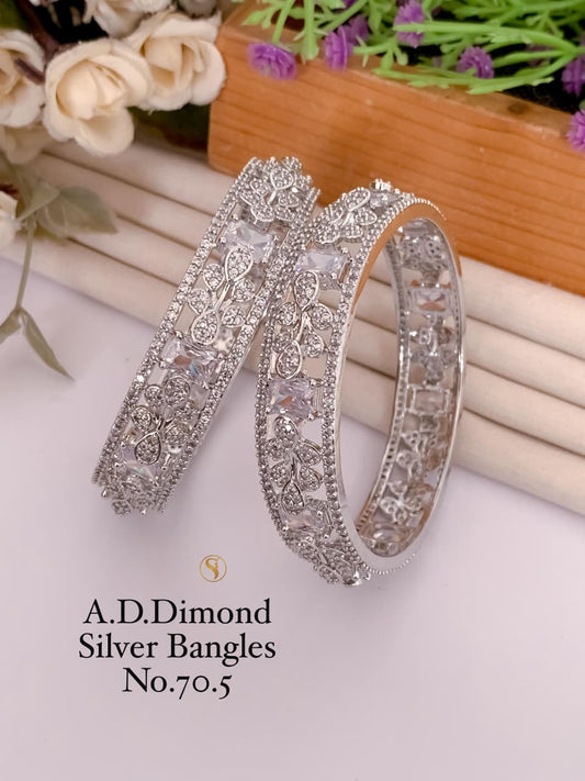Premium Quality Silver Plated Imitation Jewelry CZ AD Designer Bangle Style003