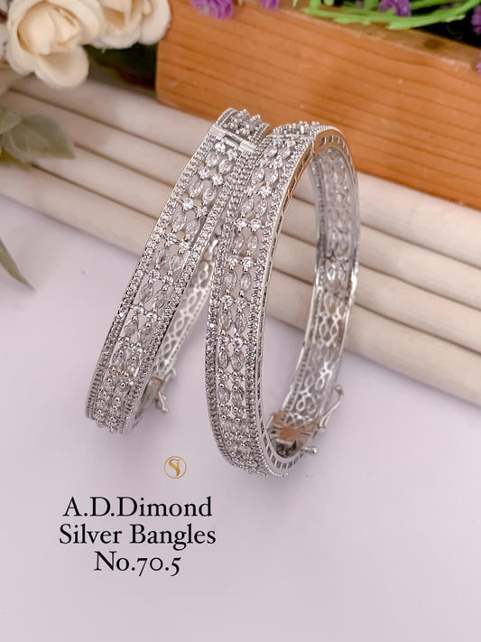 Premium Quality Silver Plated Imitation Jewelry CZ AD Designer Bangle Style004