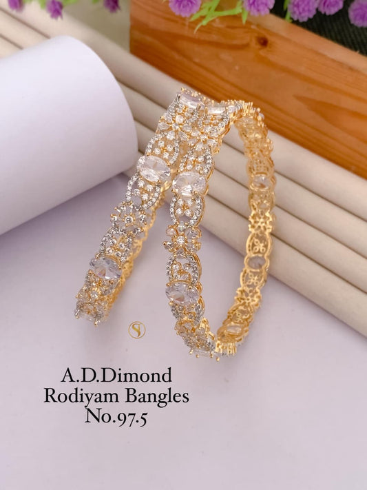 Premium Quality Gold Plated Imitation Jewelry CZ AD Designer Bangle Style006